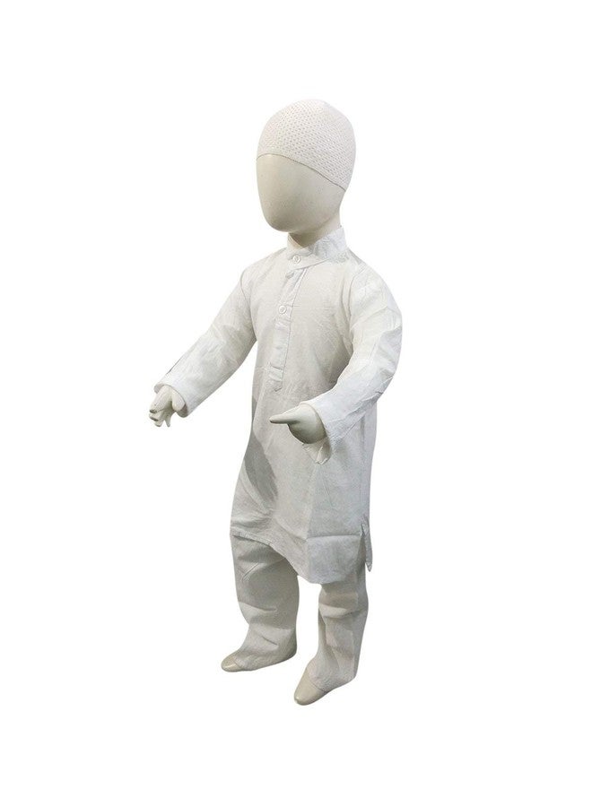 BookMyCostume Muslim Boy White Kurta Pyjama & Cap Indian State Fancy Dress Costume for Boys and Adults 10-12 years - Image 4